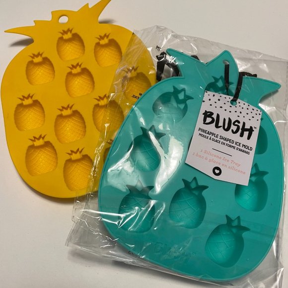 2 Pineapple Shaped Ice/Candy Mold,  Green & Yellow Mold, Spring Summer Cocktail - Picture 1 of 5